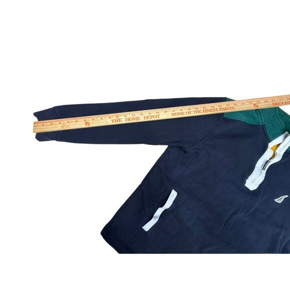 "Nautica" 1/4 Mens Sweatshirt Navy /Green Pockets L Chest Logo SZ M Colorblock - Picture 7 of 10